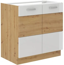 Szafka dolna VICTORIA 80 ZL 2F BB zabudowa pod zlew DĄB ARTISAN / BIAŁY POŁYSK