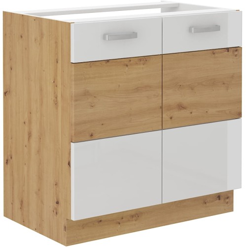 Przejdź do produktu Szafka dolna VICTORIA 80 ZL 2F BB zabudowa pod zlew DĄB ARTISAN / BIAŁY POŁYSK