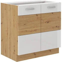 Szafka dolna VICTORIA 80 D 2F BB DĄB ARTISAN / BIAŁY POŁYSK