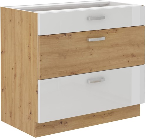 Przejdź do produktu Szafka dolna VICTORIA 80 D 3S PREMIUM BOX DĄB ARTISAN / BIAŁY POŁYSK