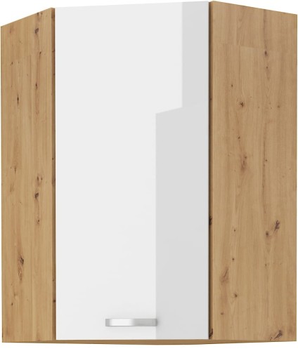 Przejdź do produktu Szafka górna narożna 60 x 60 cm VICTORIA GN-90 1F (45°) DĄB ARTISAN / BIAŁY POŁYSK