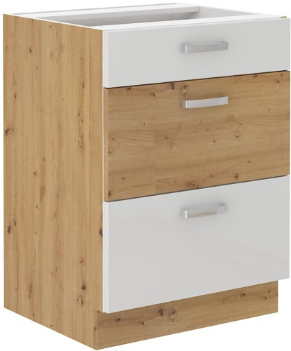 Przejdź do produktu Szafka dolna VICTORIA 60 D 3S PREMIUM BOX DĄB ARTISAN / BIAŁY POŁYSK