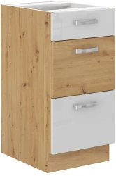 Szafka dolna VICTORIA 40 D 3S PREMIUM BOX DĄB ARTISAN / BIAŁY POŁYSK