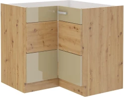 Szafka dolna narożna VICTORIA 90x90 cm 2F BB DĄB ARTISAN / CAPPUCCINO POŁYSK