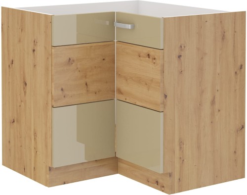 Przejdź do produktu Szafka dolna narożna VICTORIA 90x90 cm 2F BB DĄB ARTISAN / CAPPUCCINO POŁYSK