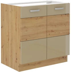 Szafka dolna VICTORIA 80 ZL 2F BB zabudowa pod zlew DĄB ARTISAN / CAPPUCCINO POŁYSK