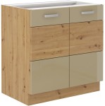 Szafka dolna VICTORIA 80 D 2F BB DĄB ARTISAN / CAPPUCCINO POŁYSK