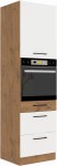 Szafka kuchenna słupek SARA 60 DPS-210 3S 1F BIAŁY POŁYSK / DĄB LANCELOT