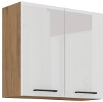 Szafka górna 80 cm SARA 80 G-72 2F BIAŁY POŁYSK / DĄB LANCELOT
