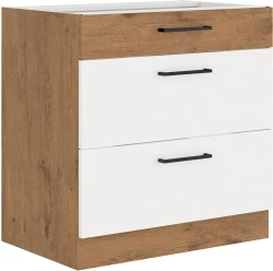 Szafka dolna SARA 80 D 3S SMART BOX BIAŁY POŁYSK / DĄB LANCELOT