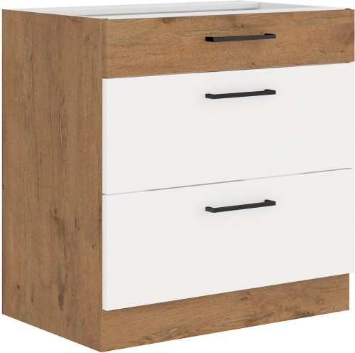 Przejdź do produktu Szafka dolna SARA 80 D 3S SMART BOX BIAŁY POŁYSK / DĄB LANCELOT