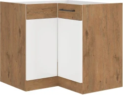 Szafka dolna narożna SARA 90x90 cm 2F BB BIAŁY POŁYSK / DĄB LANCELOT