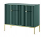 Komoda 2D 2S ZANZI 104 x 83 x 39 cm do salonu, lamele ZIELONY /ZŁOTY STELAŻ