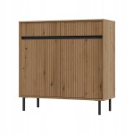 Komoda 2D 2S ANKARA 100 x 40 x 100 cm, ryflowane fronty lamele, DĄB EVOKE
