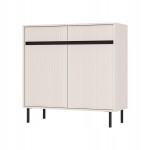 Komoda 2D 2S ANKARA 100 x 40 x 100 cm, ryflowane fronty lamele,PIASKOWY BEŻ