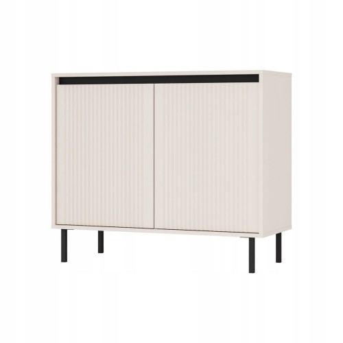 Przejdź do produktu Komoda 2D ANKARA 100 x 40 x 85 cm, ryflowane fronty lamele, PIASKOWY BEŻ