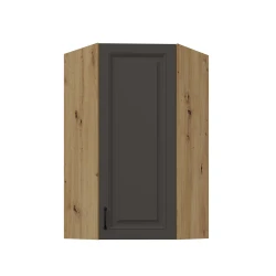 Szafka górna narożna 60 x 60 cm GN-108 1F (45°)  ATENA Grafit / Dąb Artisan 