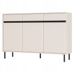 Komoda 3D 3S ANKARA 150 x 40 x 100 cm, ryflowane fronty lamele,PIASKOWY BEŻ