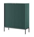 Komoda dwudrzwiowa ZANZI 104 x 125 x 39 cm, lamele ZIELONY / CZARNY STELAŻ