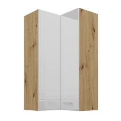 Szafka górna narożna 60 x 60 cm VICTORIA GN-108 2F (90°) DĄB ARTISAN / BIAŁY POŁYSK