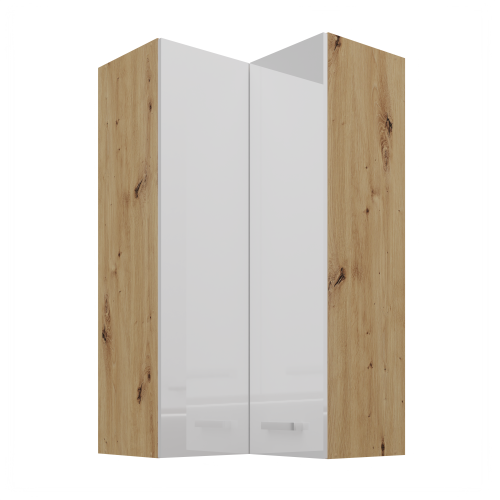 Przejdź do produktu Szafka górna narożna 60 x 60 cm VICTORIA GN-108 2F (90°) DĄB ARTISAN / BIAŁY POŁYSK