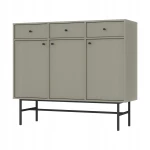 Komoda 3D 3 Szuflady SYDNEY3 - 125 x 108 x 41 EUCALIPTUS, Czarne akcenty