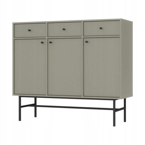 Przejdź do produktu Komoda 3D 3 Szuflady SYDNEY3 - 125 x 108 x 41 EUCALIPTUS, Czarne akcenty