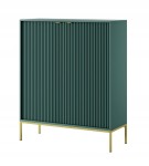 Komoda dwudrzwiowa ZANZI 104 x 125 x 39 cm, lamele ZIELONY / ZŁOTY STELAŻ