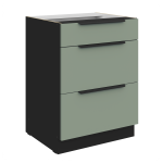 Szafka dolna CALIA 60 D 3S PREMIUM BOX - AQUAMARINE / CZARNY z powłoką ANTI FINGERPRINT