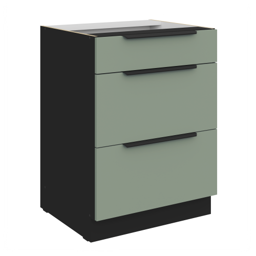 Przejdź do produktu Szafka dolna CALIA 60 D 3S PREMIUM BOX - AQUAMARINE / CZARNY z powłoką ANTI FINGERPRINT