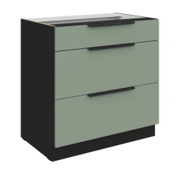 Szafka dolna CALIA 80 D 3S PREMIUM BOX AQUAMARINE / CZARNY z powłoką ANTI FINGERPRINT