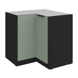 Szafka dolna narożna CALIA  90x90 cm 2F BB AQUAMARINE / CZARNY z powłoką ANTI FINGERPRINT