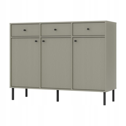 Przejdź do produktu Komoda 3D 3 Szuflady SYDNEY2 - 125 x 95 x 41 EUCALIPTUS, Czarne akcenty