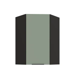 Szafka górna narożna 60 x 60 cm CALIA GN-90 1F (45°) AQUAMARINE / CZARNY z powłoką ANTI FINGERPRINT