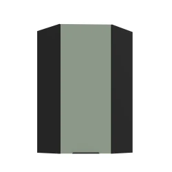 Szafka górna narożna 60 x 60 cm CALIA GN-108 1F (45°) AQUAMARINE / CZARNY z powłoką ANTI FINGERPRINT