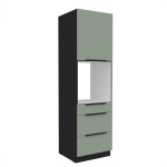 Szafka kuchenna słupek CALIA 60 DPS-210 3S 1F AQUAMARINE / CZARNY z powłoką ANTI FINGERPRINT