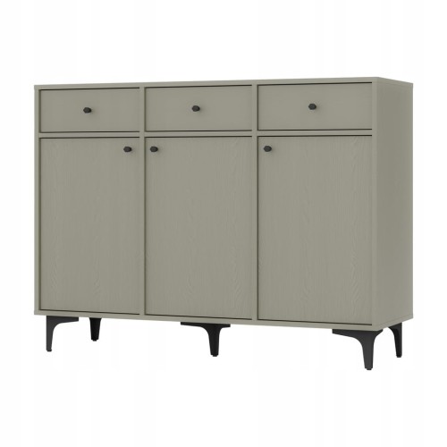 Przejdź do produktu Komoda 3D 3 Szuflady SYDNEY1 - 125 x 94 x 41 EUCALIPTUS, Czarne akcenty