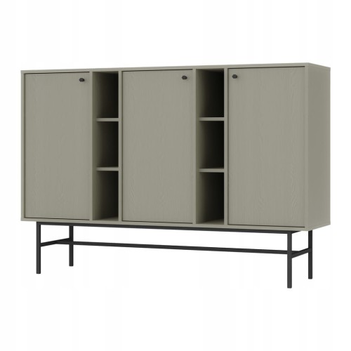 Przejdź do produktu Komoda 3D z półkami SYDNEY3 - 158 x 108 x 41 EUCALIPTUS, Czarne akcenty