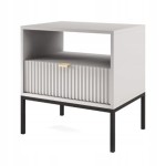 SZAFKA NOCNA ZANZI 54 x 56 x 39 cm sypialnia, lamele SZARY / CZARNY STELAŻ