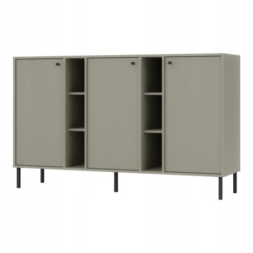 Przejdź do produktu Komoda 3D z półkami SYDNEY2 - 158 x 95 x 41 EUCALIPTUS, Czarne akcenty