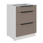 Szafka dolna CALIA 60 D 3S PREMIUM BOX - SANDGRAU / BIAŁY z powłoką ANTI FINGERPRINT