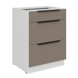 Szafka dolna CALIA 60 D 3S PREMIUM BOX - SANDGRAU / BIAŁY z powłoką ANTI FINGERPRINT
