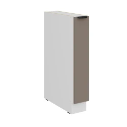 Szafka dolna 15 cm CALIA 15 D CARGO BB wysuwana z koszem SANDGRAU / BIAŁY z powłoką ANTI FINGERPRINT