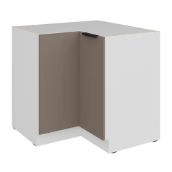 Szafka dolna narożna CALIA  90x90 cm 2F BB SANDGRAU / BIAŁY z powłoką ANTI FINGERPRINT