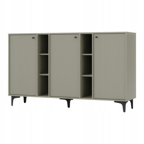 Przejdź do produktu Komoda 3D z półkami SYDNEY1 - 158 x 94 x 41 EUCALIPTUS, Czarne akcenty