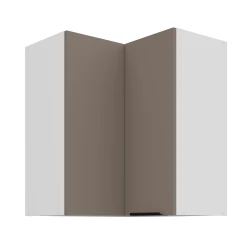 Szafka górna narożna 60 x 60 cm CALIA GN-72 2F (90°) SANDGRAU / BIAŁY z powłoką ANTI FINGERPRINT