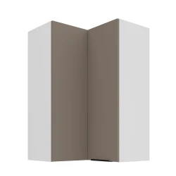 Szafka górna narożna 60 x 60 cm CALIA GN-90 2F (90°) SANDGRAU / BIAŁY z powłoką ANTI FINGERPRINT