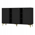 Komoda 3D z półkami SYDNEY1 - 158 x 94 x 41 CZARNY GRAFIT, Złote akcenty