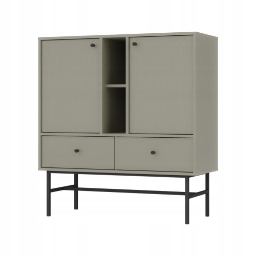 Przejdź do produktu Komoda 2D 2 Szuflady SYDNEY3 - 100 x 108 x 41 EUCALIPTUS, Czarne akcenty