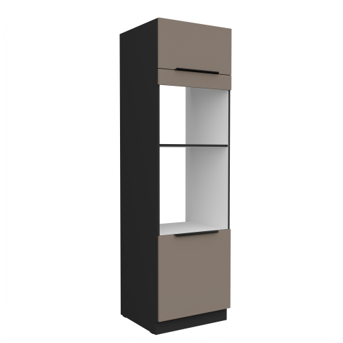 Przejdź do produktu Szafka kuchenna słupek CALIA 60 DPM-210 2F SANDGRAU / CZARNY z powłoką ANTI FINGERPRINT